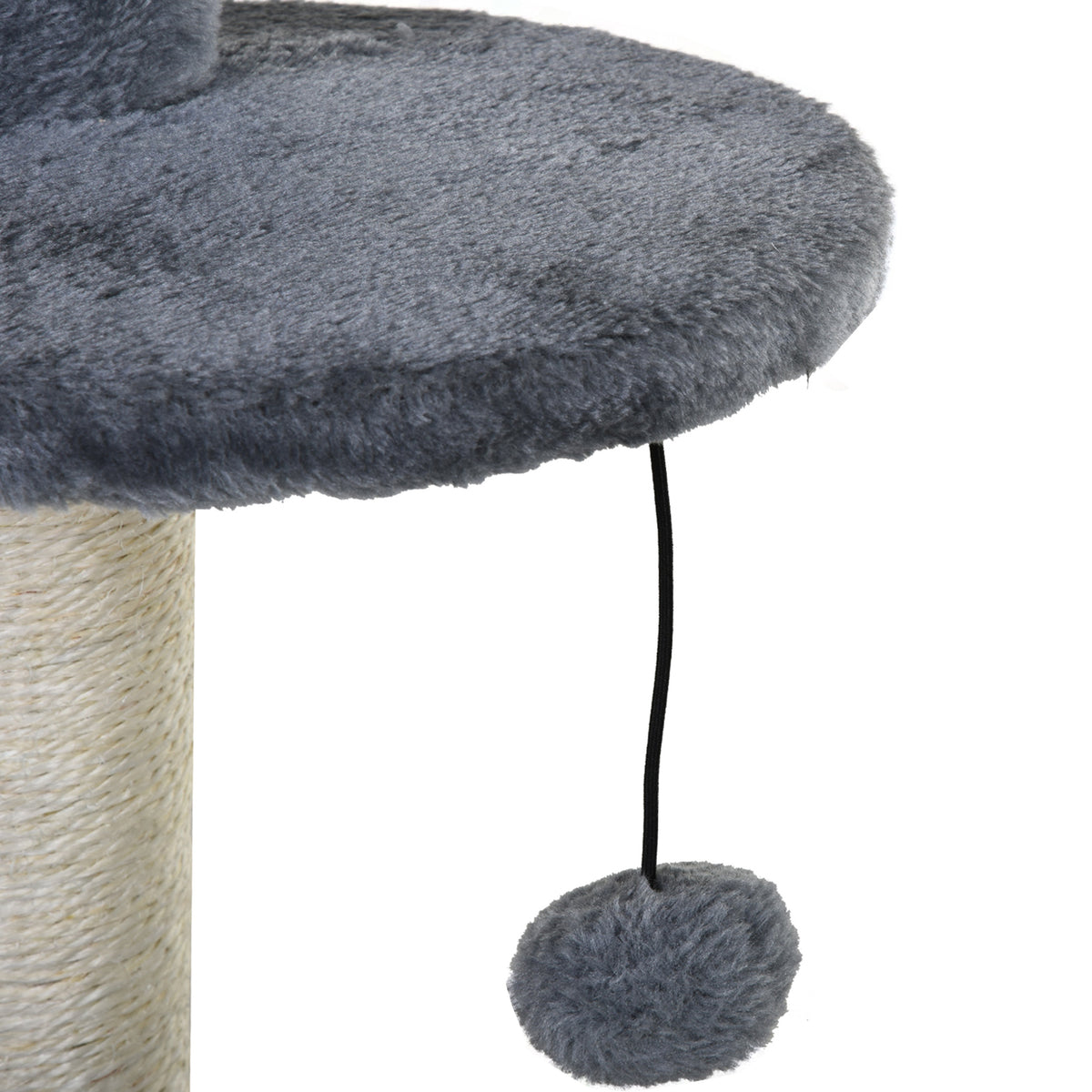 Arbre à chats avec griffoirs grattoirs sisal naturel centre d'activités niche plateformes 2 jouets suspendus gris