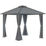 Tonnelle de jardin pour terrasse avec 4 parois latérales double toit protection solaire 3 x 3 m gris