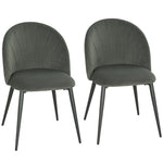 Lot de 2 chaises de salle à manger, chaises de cuisine rembourrées sans accoudoirs, pieds en acier, 52x55x79cm, gris
