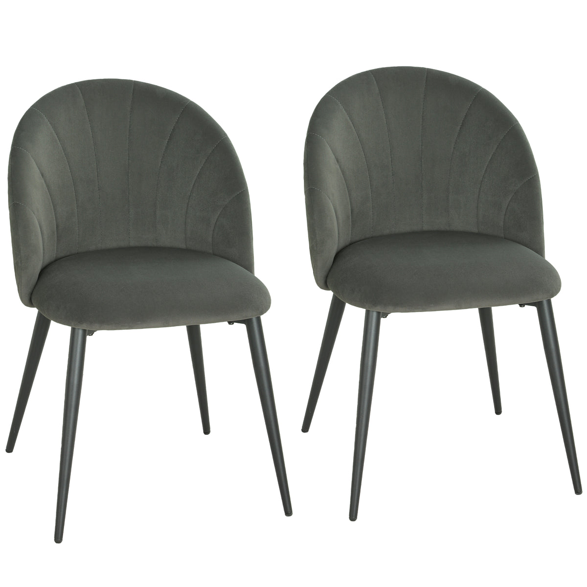Lot de 2 chaises de salle à manger, chaises de cuisine rembourrées sans accoudoirs, pieds en acier, 52x55x79cm, gris