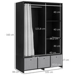 Armoire penderie armoire de rangement avec tringle rideaux 3 niches et 3 tiroirs en tissu amovibles 105 x 48 x 160 cm