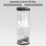 Poubelle cuisine automatique 50L acier inoxydable, poubelle à couvercle à fermeture en douceur, 30,5x30,5x85cm, argent