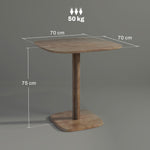 Table à manger pour 4 personne table de cuisine carrée style moderne avec plateau aspect bois, 70 x 70 cm, marron