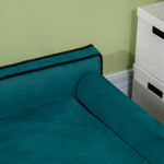 Canapé pour chien chat design scandinave coussin moelleux amovible pieds bois massif 100 x 62 x 32 cm bleu canard