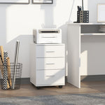 Caisson de Bureau Rangement Bureau sur Roulettes 3 Tiroirs Verrouillables 40 x 40 x 61,5 cm Blanc