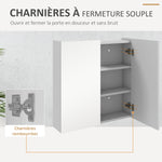 Armoire murale de salle de bain miroir placard de rangement 2 portes 3 niveaux étagère réglable 60 x 15 x 60 cm blanc