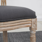 Lot de 2 Chaises de Salle à Manger, Chaises Médaillon Style Louis XVI, Assise et Dossier Rembourrés en Effet Lin, Gris