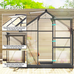 Serre de jardin polycarbonate 190 x 132 x 201 cm résistant aux UV 30+ fondation renforcé gouttière gris