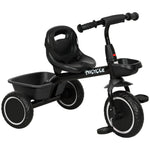 Tricycle pour enfant évolutif avec siège réglable pédales 2 paniers ceinture pour enfant de 2 à 5 ans noir