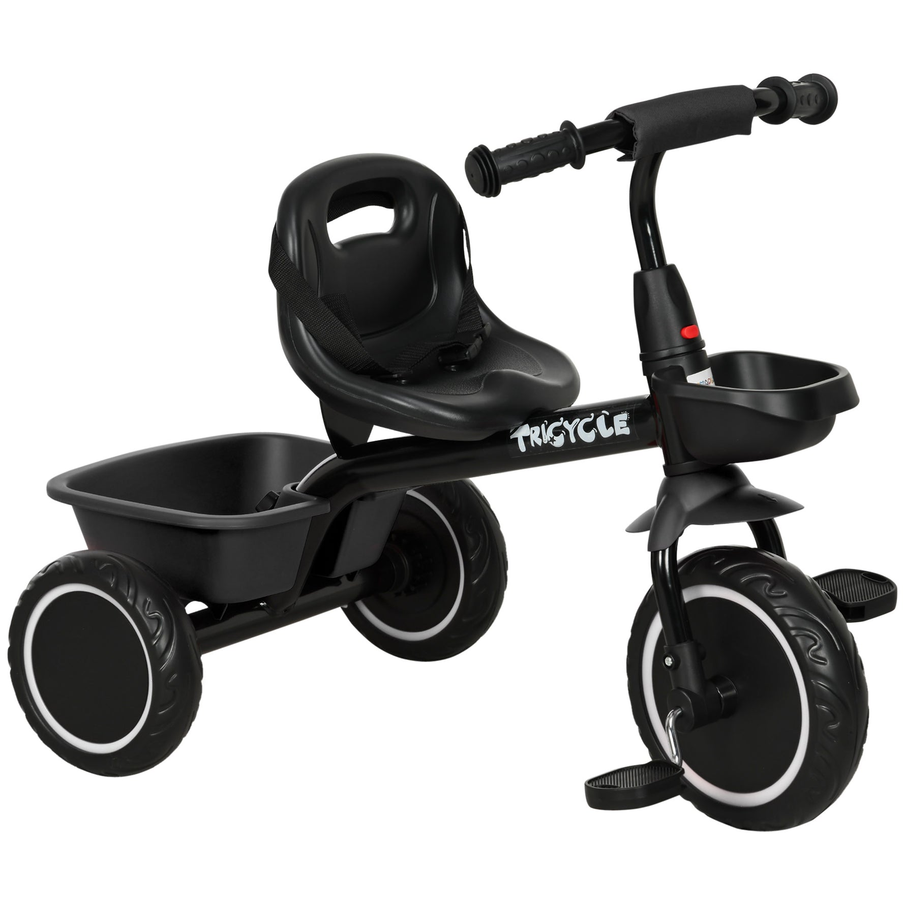 Tricycle pour enfant évolutif avec siège réglable pédales 2 paniers ceinture pour enfant de 2 à 5 ans noir
