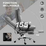 Fauteuil de bureau massant et chauffant, chaise de bureau, hauteur réglable, dossier inclinable, 66x74x121,5cm gris