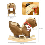 Cheval à bascule jouet à bascule fauteuil intégré ceinture de sécurité fonction sonore hennissement 18-36 mois marron