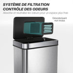 Poubelle à capteur 60 L avec couvercle à fermeture douce, poubelle de cuisine automatique en acier inoxydable, argenté