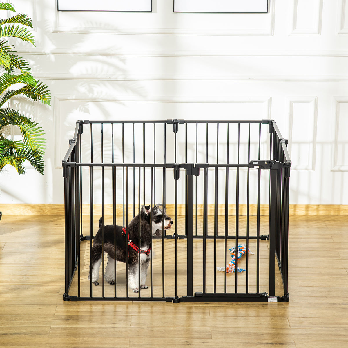 Barrière de Sécurité pour Cheminée, Parc Enclos Chien Pliable Modulable 8 Panneaux avec Porte, sans Perçage