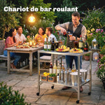 Chariot de Barbecue Table de Préparation Extérieur avec Plan de Travail et Roulettes Acier Inoxydable 85x60x92cm Argenté