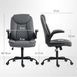 Fauteuil de bureau, chaise bureau ergonomique avec accoudoirs relevables, hauteur réglable, fonction de bascule, gris