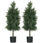 Lot de 2 plantes artificielles Cèdre avec pot, hauteur 90 cm, Conifère, 38L x 12,5l x 90H cm