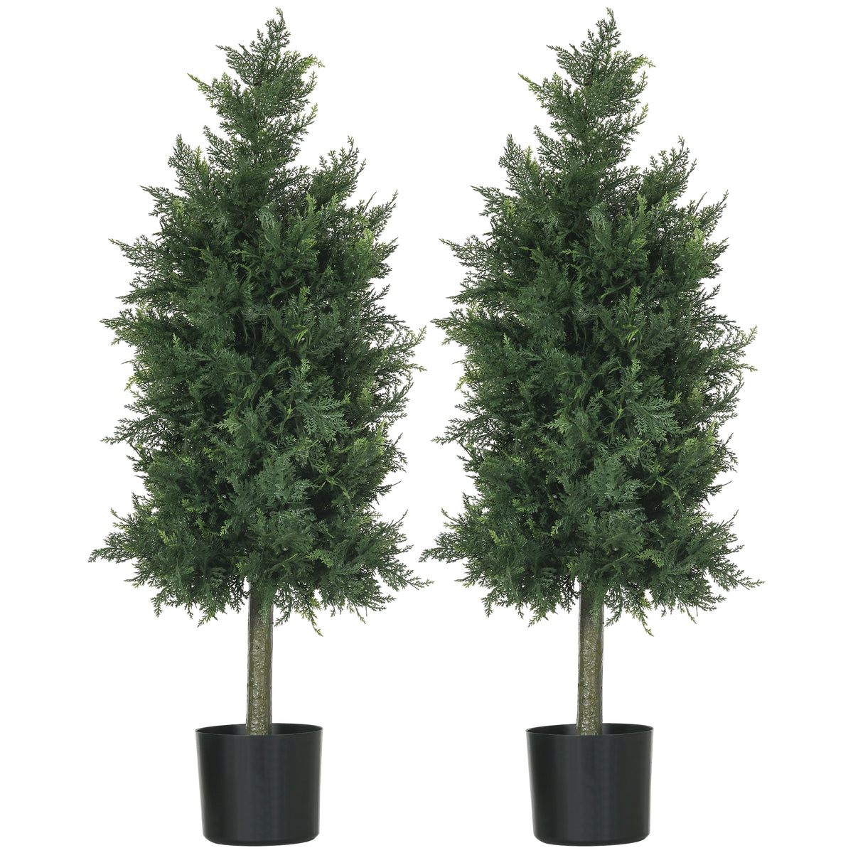 Lot de 2 plantes artificielles Cèdre avec pot, hauteur 90 cm, Conifère, 38L x 12,5l x 90H cm
