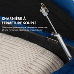 Pouf de Rangement Coffre 2 en 1 - Pouf capitonné Demi-Cercle - Pieds Bois hévéa Noir revêtement Velours Bleu