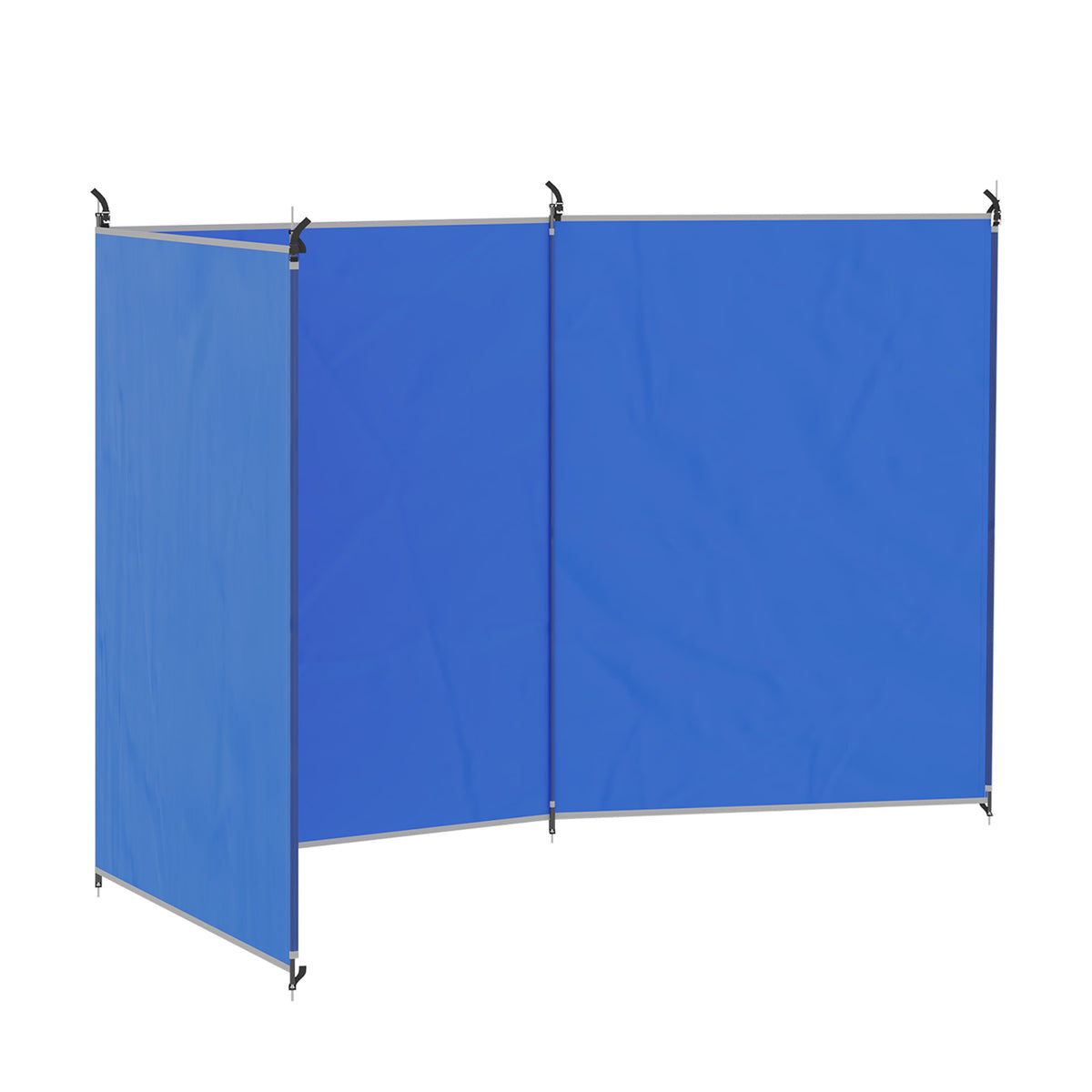 Brise-vent de camping, paravent de plage avec sac de transport, angles de fixation 450 x 150 cm, bleu