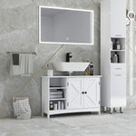 Meuble sous vasque lavabo salle de bain style classique placard 2 portes étagères réglables 90 x 30 x 60 cm blanc