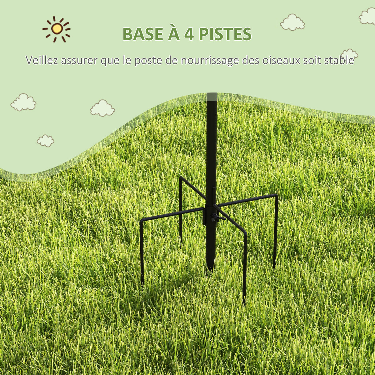 Station d'alimentation mangeoir à oiseaux sur pied 6 crochets 4 mangeoires suspendues pour cacahuètes graines boules de graisse noir