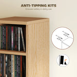 Lot de 2 étagères colonnes armoire de rangement CD-DVD 12 compartiments 21 x 22,5 x 88,5 cm capacité 204 CD bois naturel