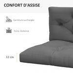 Ensemble de 2 coussins pour canapé palette 2 places dim. 120L x 80l x 12H cm Polyester gris