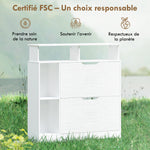 Meuble à chaussures, armoire à chaussures, 2 tiroirs rabattables, compartiments ouverts et étagère réglable, blanc