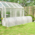 Mini serre de jardin serre à tomates 4 x 1 x 0,80 m acier PE anti-UV 4 portes avec zip enroulables blanc