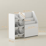 Meuble rangement enfant rangement jouet enfant 6 bacs amovibles et grand coffre à roulettes 100 x 30 x 80 cm blanc