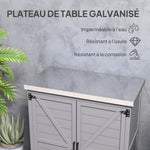 Armoire de jardin en Bois Extérieur, armoire de rangement de Jardin avec Plan de Travail acier galvanisé 79x43x92cm gris