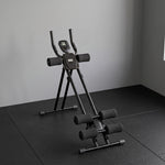 Appareil à Abdominaux Pliable avec Écran LCD, Double Rail, Mousse PVC, Cadre en Acier, 92x41x83cm, Noir