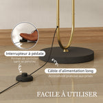 Lampadaire abat-jour en lin douille E27 style moderne interrupteur à pied pour salon et chambre 156 cm doré et noir