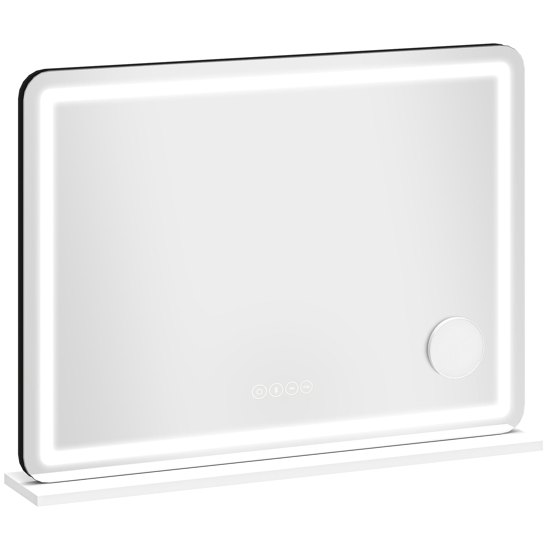 Miroir maquillage lumineux 80x60cm, miroir coiffeuse LED dimmable, lumière RGB, 3 températures de couleur, blanc
