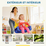 Altalena 3 in 1 evolutiva per bambini con schienale e barra a T rimovibili, per interno ed esterno, altezza regolabile
