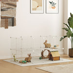 Cage parc clôture pour animaux domestiques enclos pour petits animaux modulable 2 niveaux fil en acier 146x73x73cm blanc