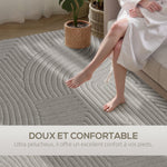 Tappeto da salotto 230 x 160 cm, tappeto a pelo lungo geometrico, soffice e antiscivolo, grigio