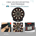 Cible jeu de fléchettes électronique 26 Jeu principals et 185 jeux variations cibles électroniques pour 8 joueurs 30 flechette pointe affichage LCD haut-parleur noir