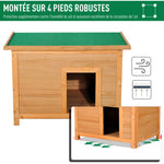 Niche pour chien chat en bois sur pied chenil toit ouvrant bitumé pin massif pré-huilé 85 x 58 x 58 cm