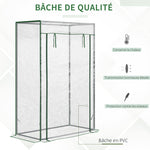 Serre de jardin, serre de balcon, bâche renforcée PVC, châssis en acier, porte zippée enroulable, pour légumes plantes fleurs en toutes saisons intérieur et extérieur, 100 x 50 x 150 cm blanc