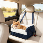 Siège auto pour chien avec ceinture de sécurité et fixation, siège de voiture pour chiens 55 x 46 x 32 cm bleu marine