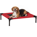 Lit surélevé pour chiens chats animaux de compagnie tissu oxford textilène micro-perforé 76 x 61 x 18 cm rouge et noir