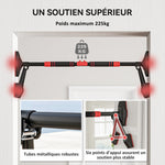 Sbarra per trazioni regolabile da 78 a 120 cm, sbarra per porta con livella integrata, struttura triangolare, fino a 225 kg, nero