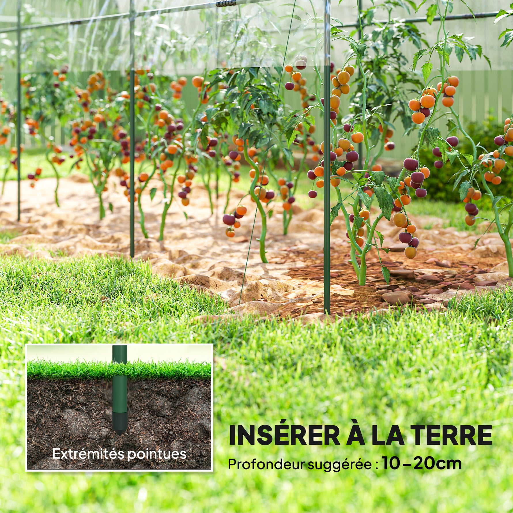 Serre de jardin serre à tomates 4 arceaux en acier bâche en PVC 4 x 1,2 x 1,7 m vert