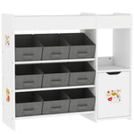 Meuble rangement enfant étagère de rangement pour jouets enfants avec 9 tiroirs en tissu et placard, blanc