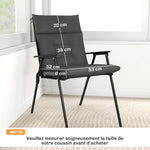 Lot de 4 coussins pour chaises de terrasse, résistants à l'eau, antidérapants, avec liens, 112x53cm, Gris Foncé