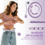 Hula hoop cerceau avec picots de massage ajustable 76-113 cm de tour de taille 16 segments amovibles 139x4,5cm violet