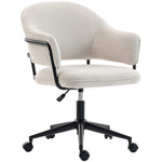 Chaise bureau ergonomique, fauteuil de bureau avec hauteur réglable, pivotant 360°, 63 x 65 x 83-92 cm, crème