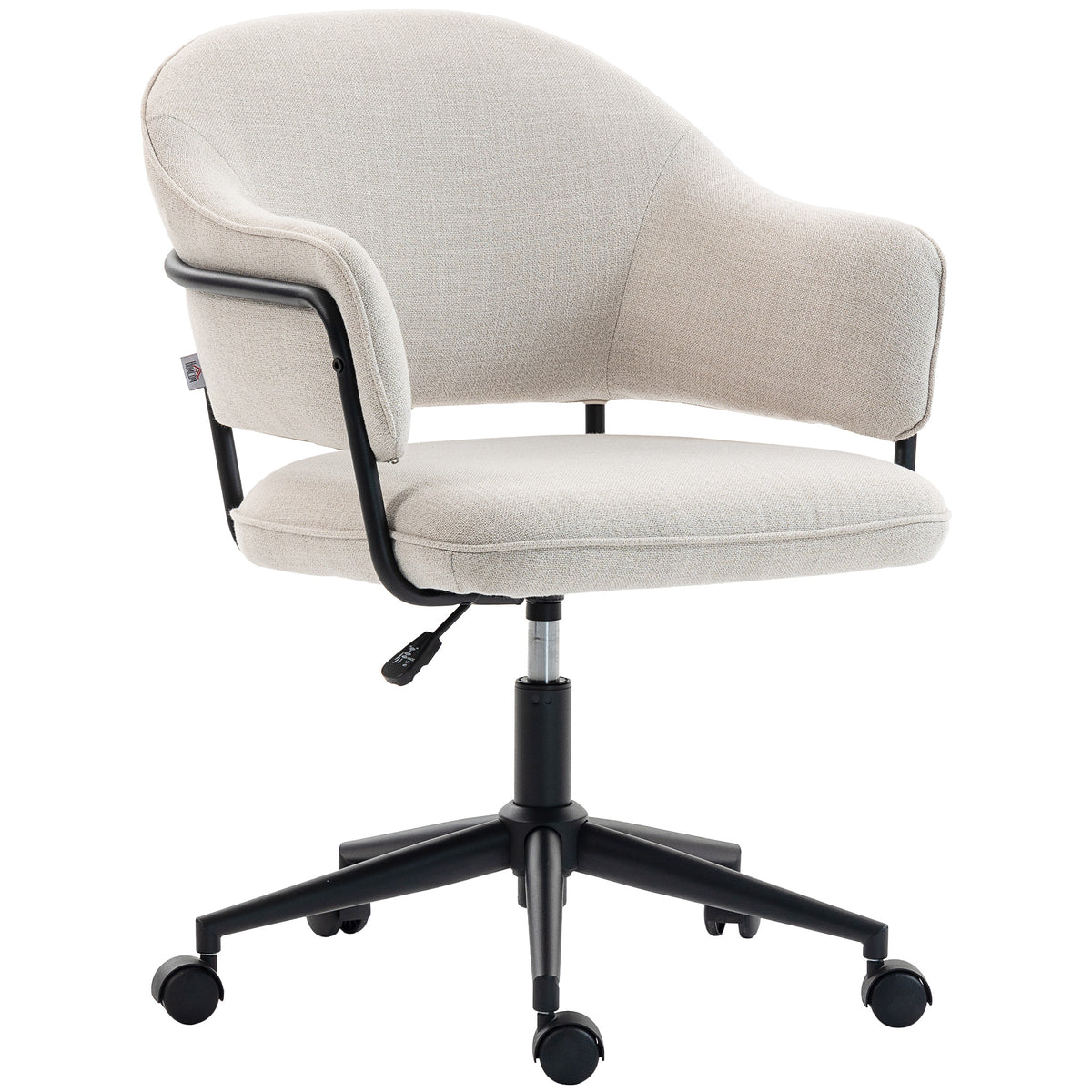 Chaise bureau ergonomique, fauteuil de bureau avec hauteur réglable, pivotant 360°, 63 x 65 x 83-92 cm, crème